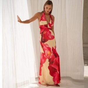 RESA Red and Cream Floral Maxi Dress